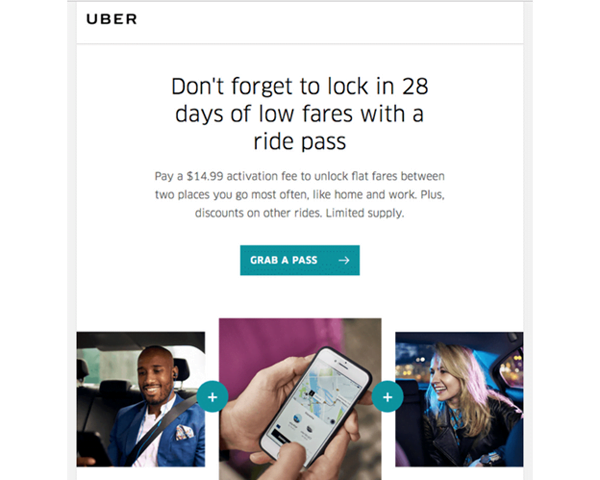Email marketing của Uber